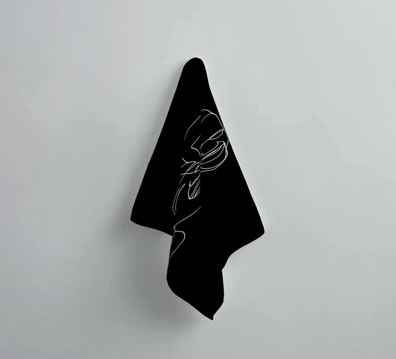 Minimalist Line Drawing of Two Men Laughing | Modern Abstrac towel by Viv Line Art