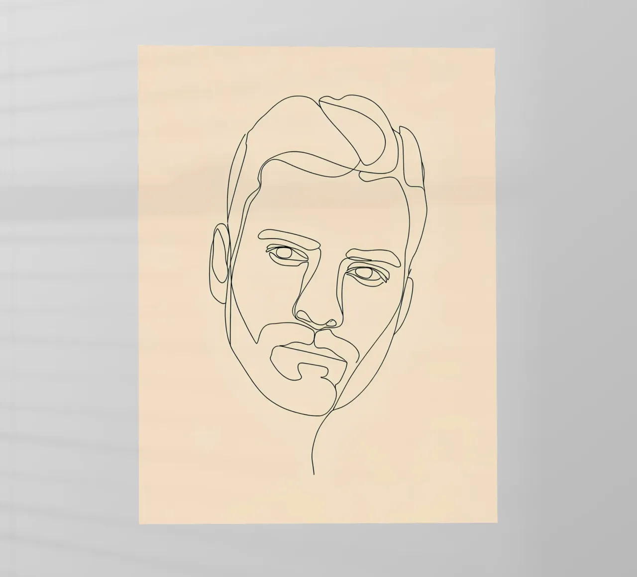 Disegno lineare minimalista Ritratto del volto di un uomo | Modern Ab pellicola backlit da Viv Line Art