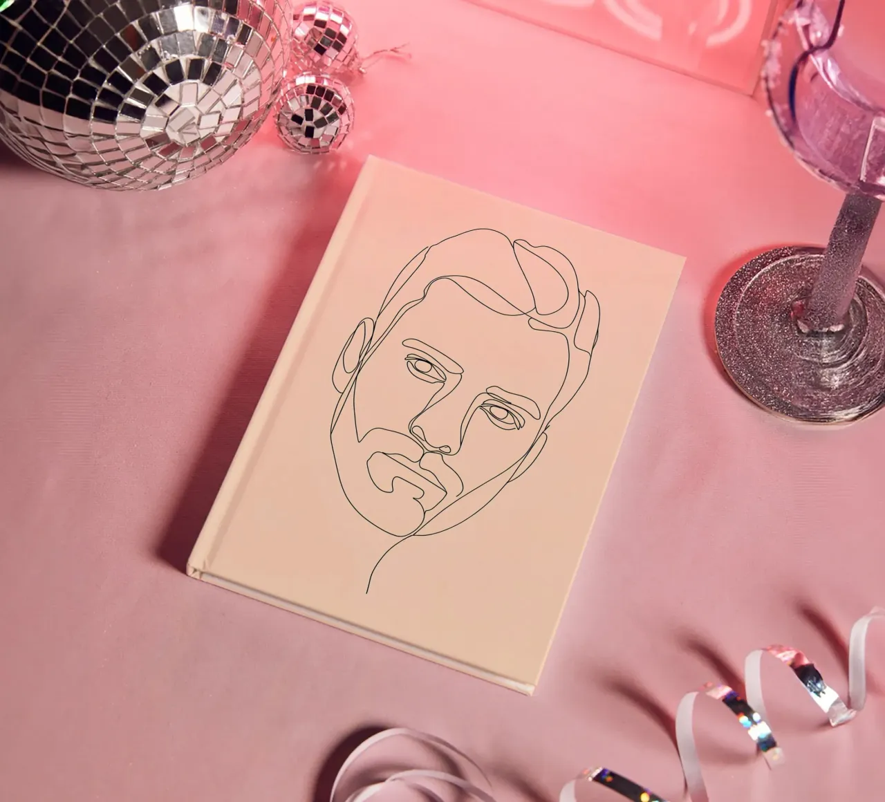 Minimalist Line Drawing Portrait of a Man's Face | Modern Ab notebook by Viv Line Art