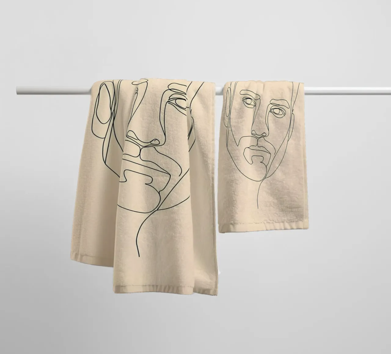 Minimalist Line Drawing Portrait of a Man's Face | Modern Ab towel by Viv Line Art