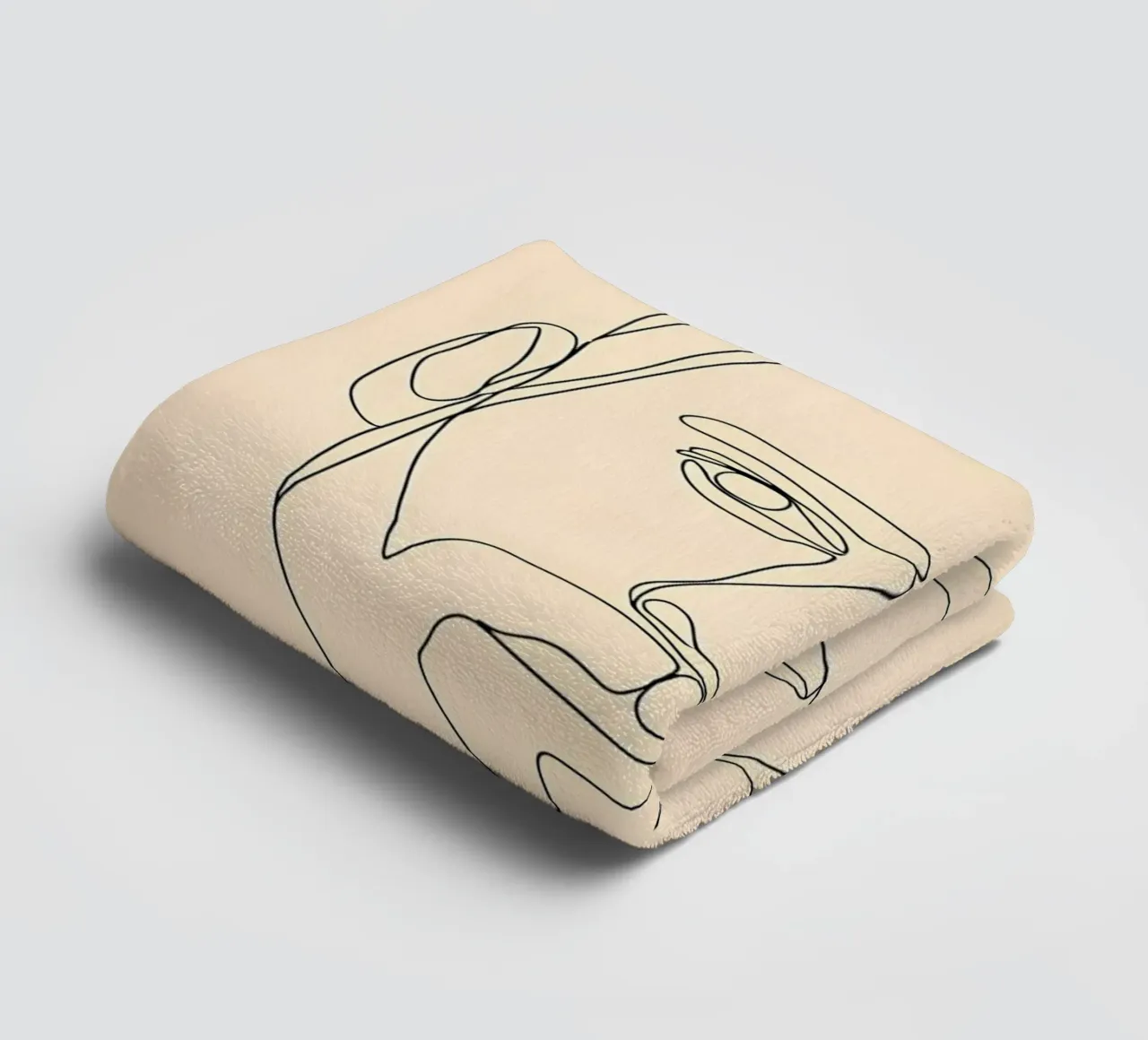 Minimalist Line Drawing Portrait of a Man's Face | Modern Ab towel by Viv Line Art