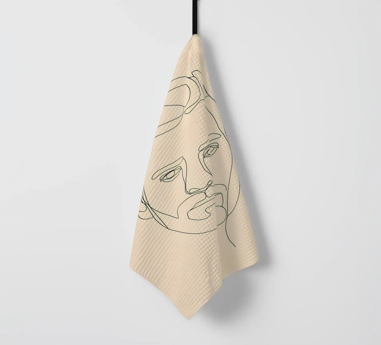 Portrait d'un homme au trait minimaliste | Modern Ab torchon de Viv Line Art