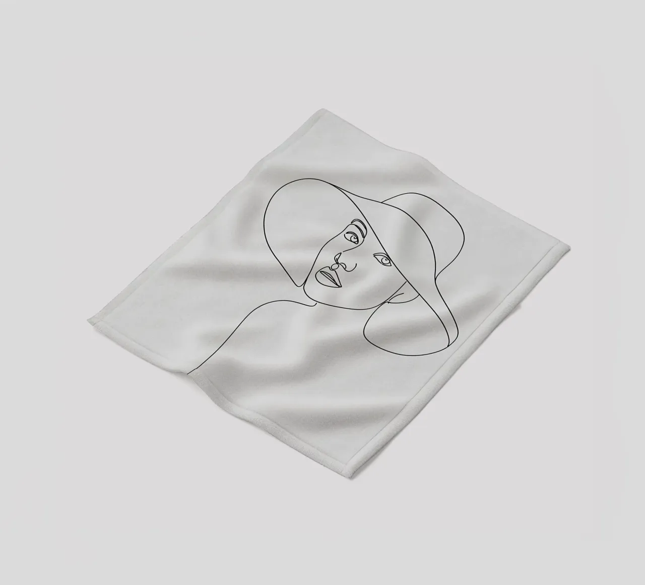 Dessin au trait minimaliste d'une femme avec un chapeau | Modern Abstrac plaid polaire de Viv Line Art