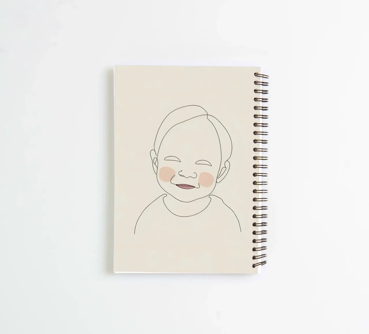 Minimalist Line Drawing Portrait of a Baby | Modern Abstract spiral notebook by Viv Line Art