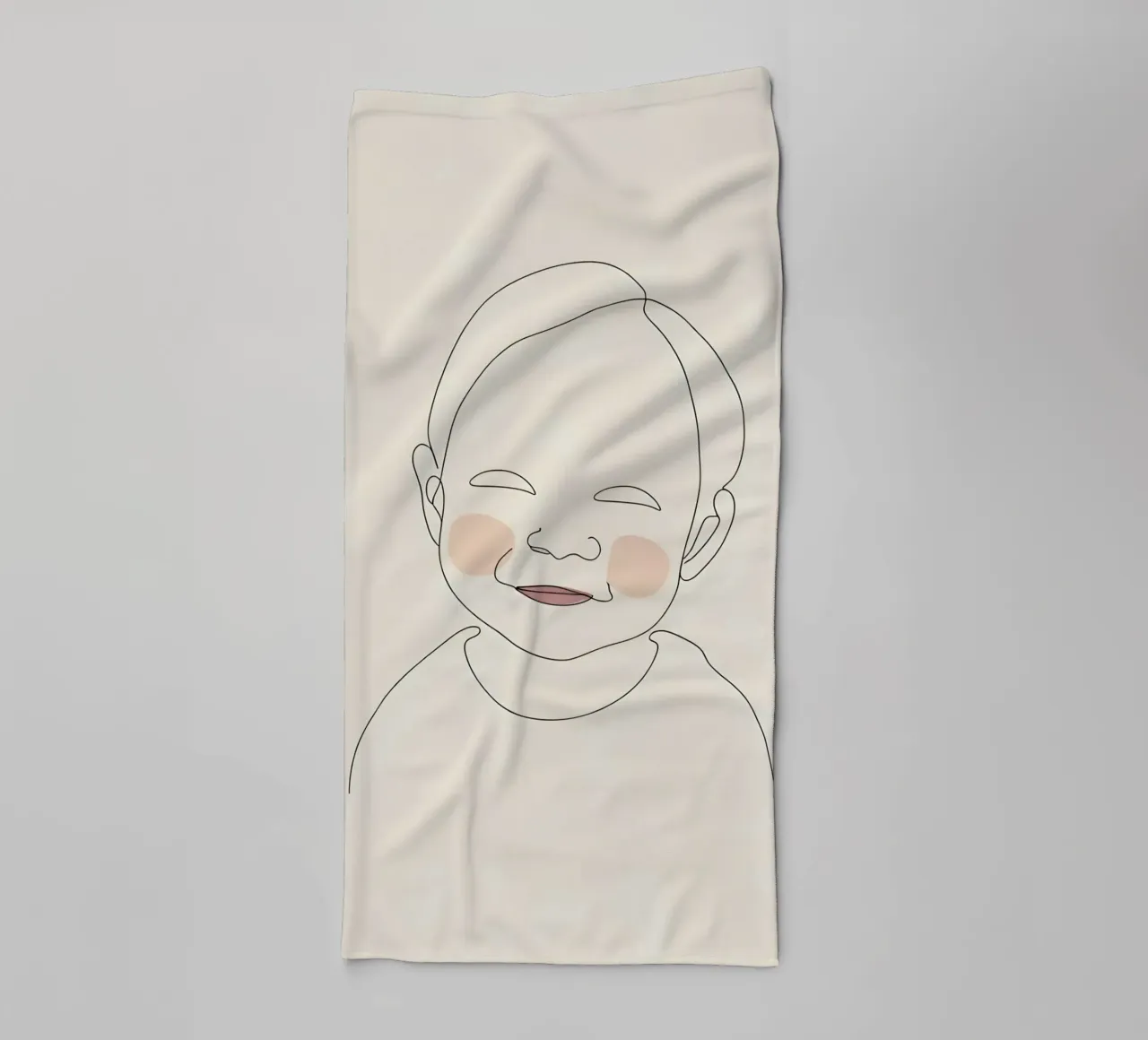Minimalist Line Drawing Portrait of a Baby | Modern Abstract towel by Viv Line Art