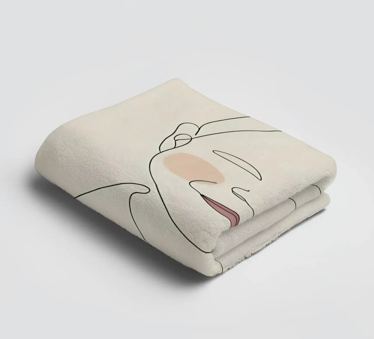 Minimalist Line Drawing Portrait of a Baby | Modern Abstract towel by Viv Line Art