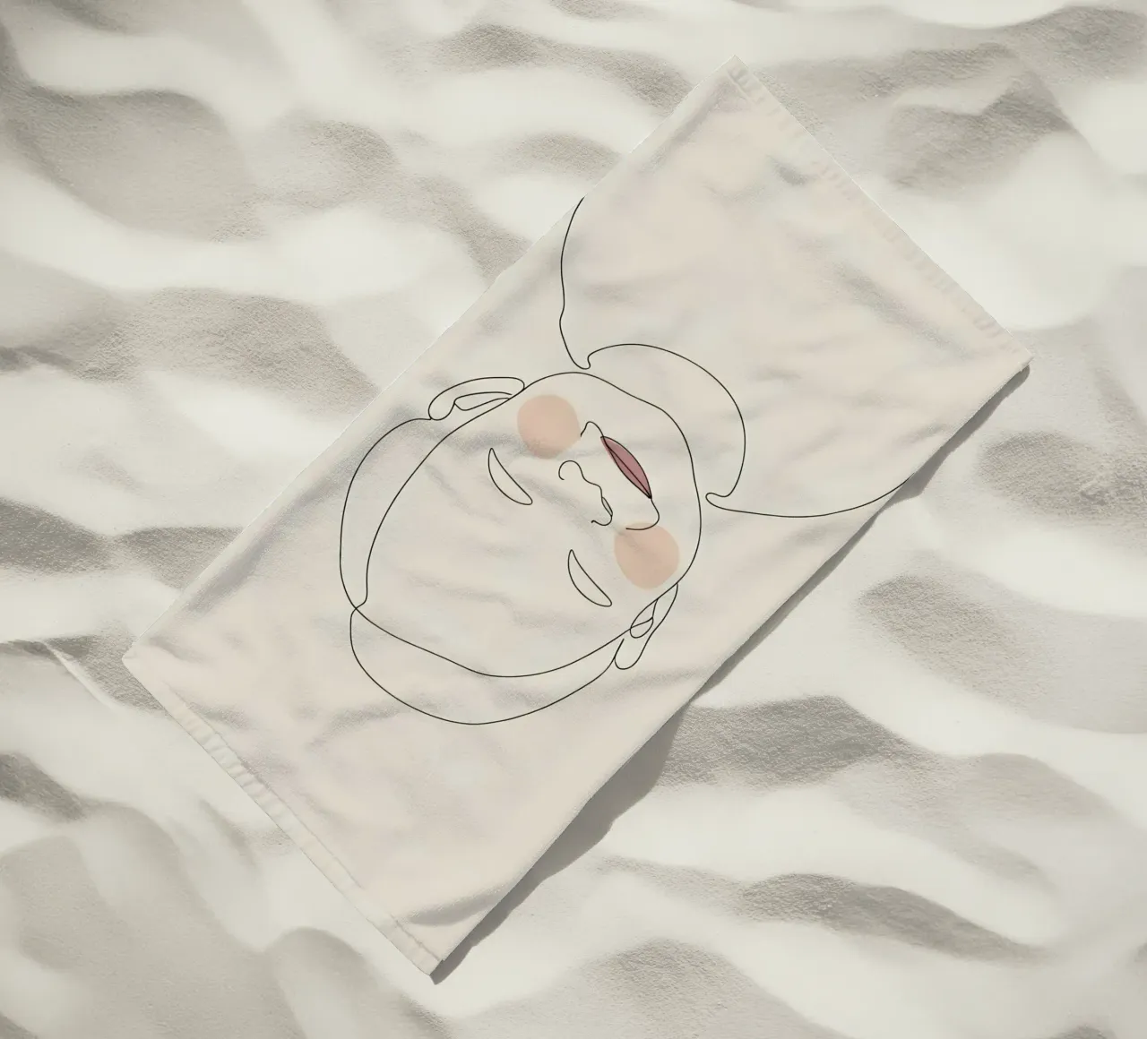 Minimalist Line Drawing Portrait of a Baby | Modern Abstract beach towel by Viv Line Art