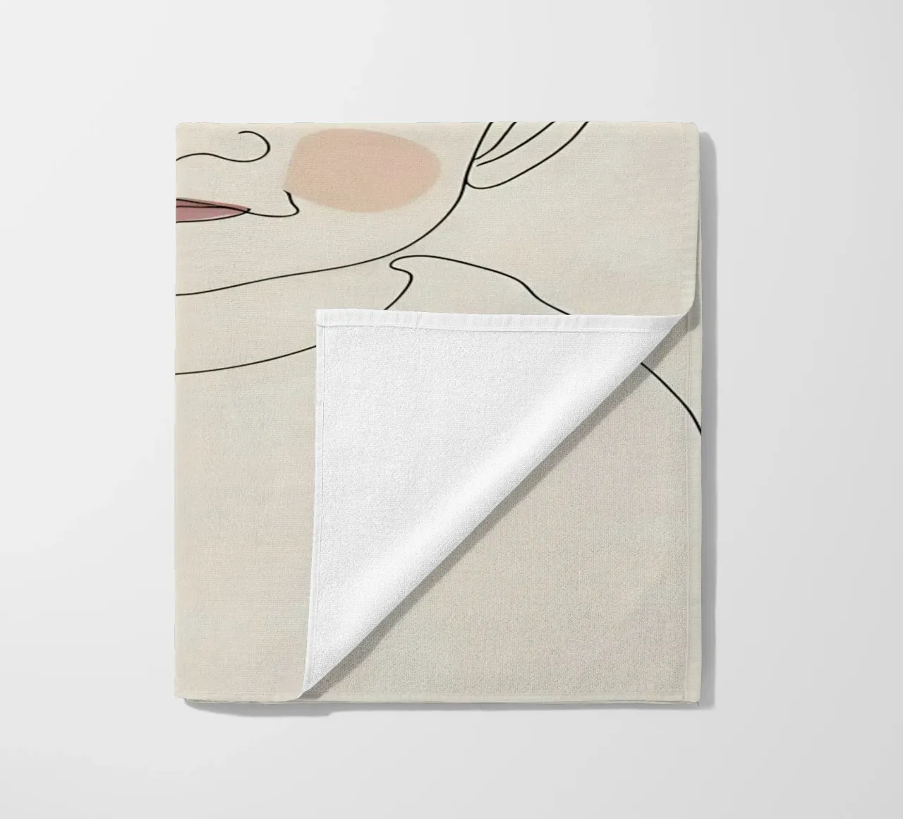 Minimalist Line Drawing Portrait of a Baby | Modern Abstract beach towel by Viv Line Art
