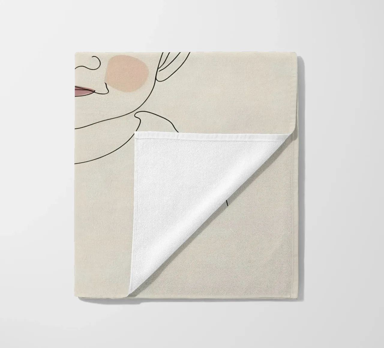 Minimalist Line Drawing Portrait of a Baby | Modern Abstract beach towel by Viv Line Art
