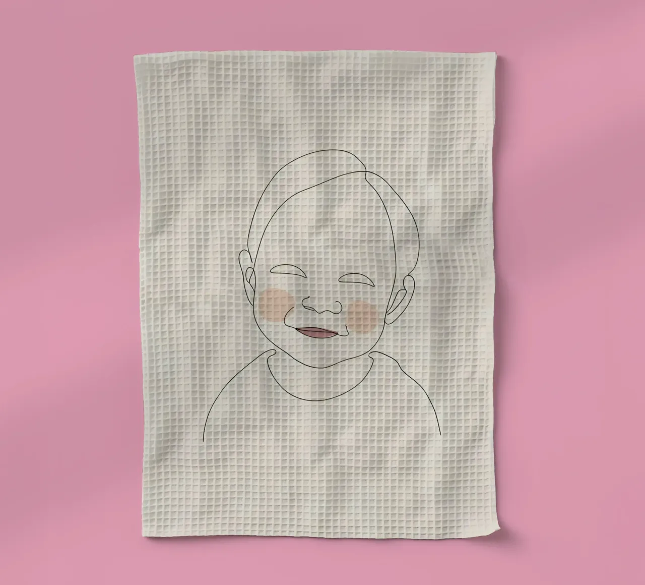 Dessin au trait minimaliste Portrait d'un bébé | Moderne Abstrait torchon de Viv Line Art