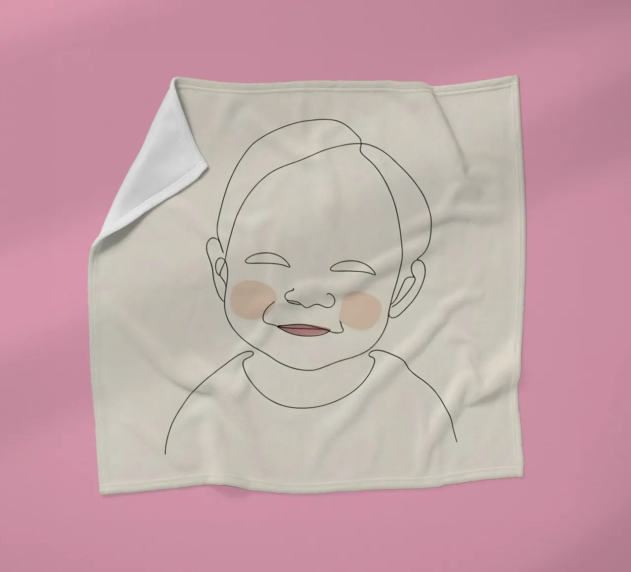 Minimalist Line Drawing Portrait of a Baby | Modern Abstract fleece blanket by Viv Line Art
