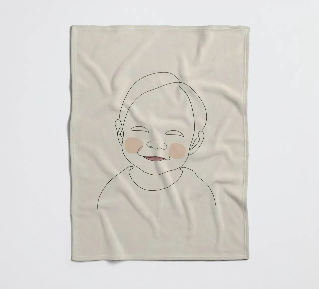 Minimalist Line Drawing Portrait of a Baby | Modern Abstract fleece blanket by Viv Line Art