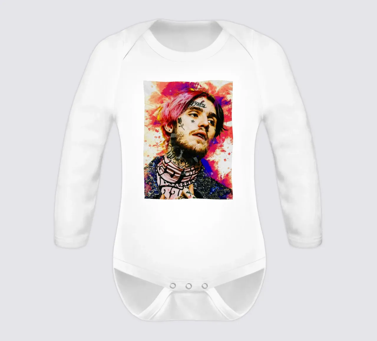 Smudge of Portrait Lil Peep long-sleeve baby romper by Gunawan Rb