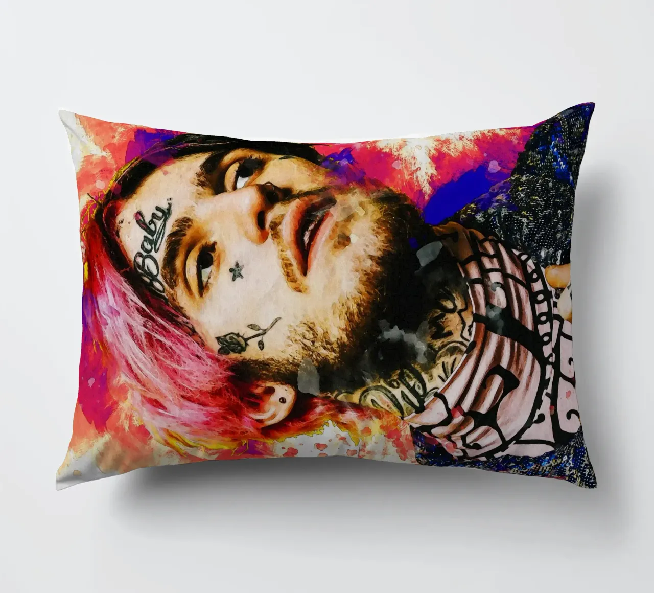 Smudge of Portrait Lil Peep decorative cushion by Gunawan Rb