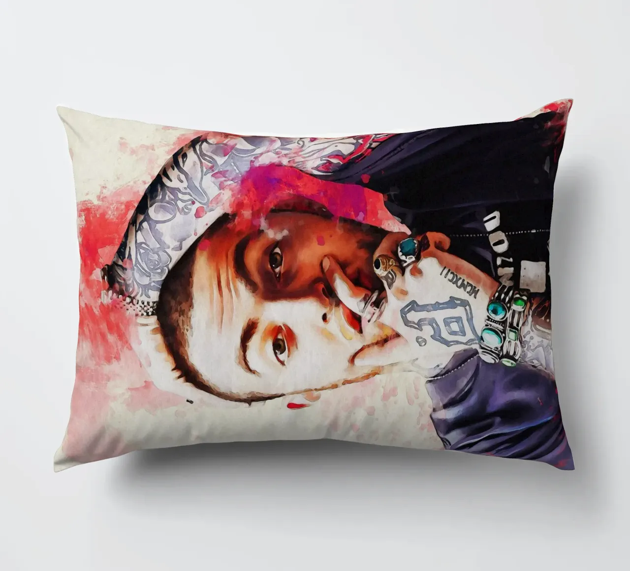 Macchia di ritratto Mac Miller cuscino da Gunawan Rb