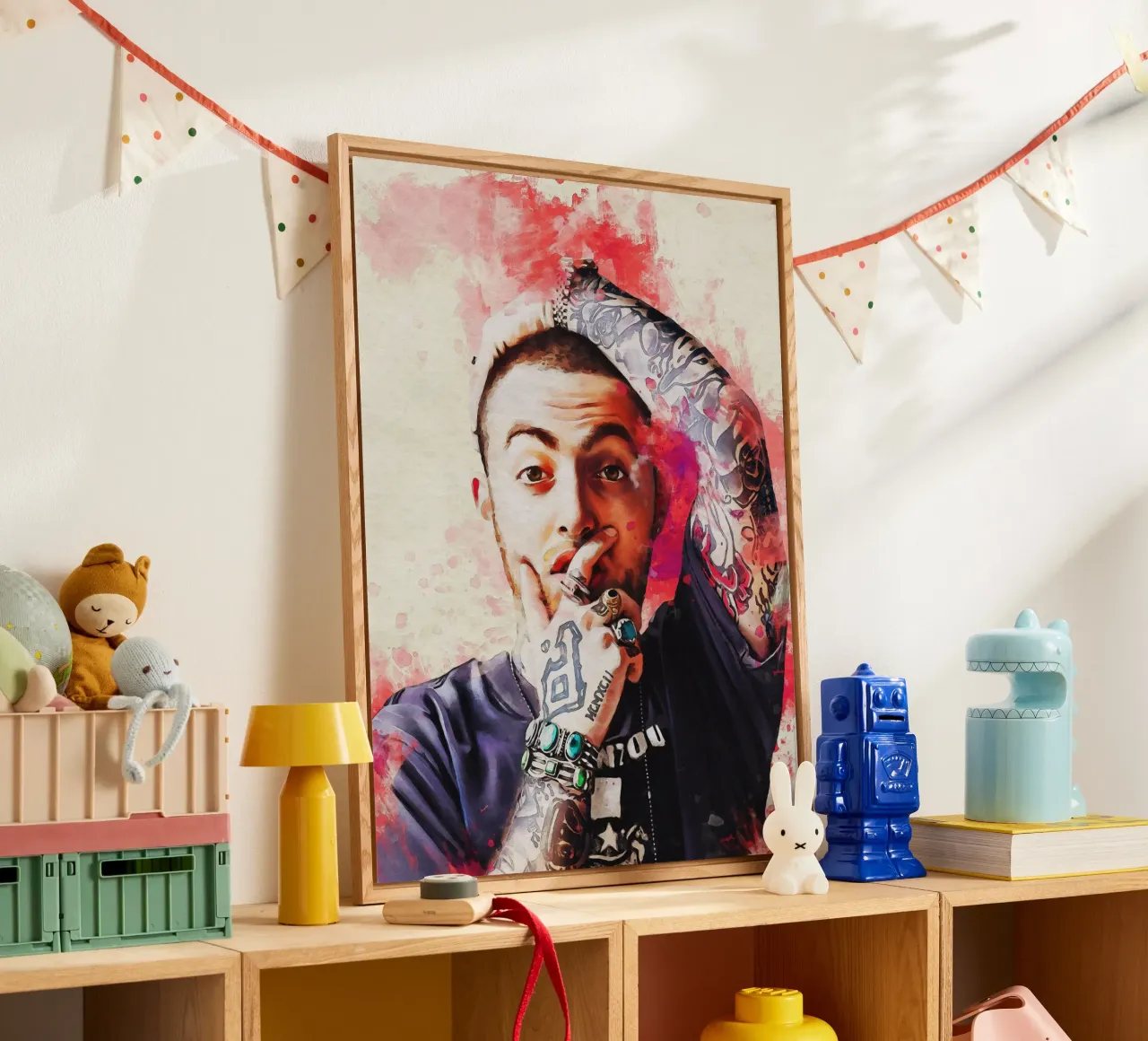 Mancha de retrato Mac Miller metacrilato de Gunawan Rb