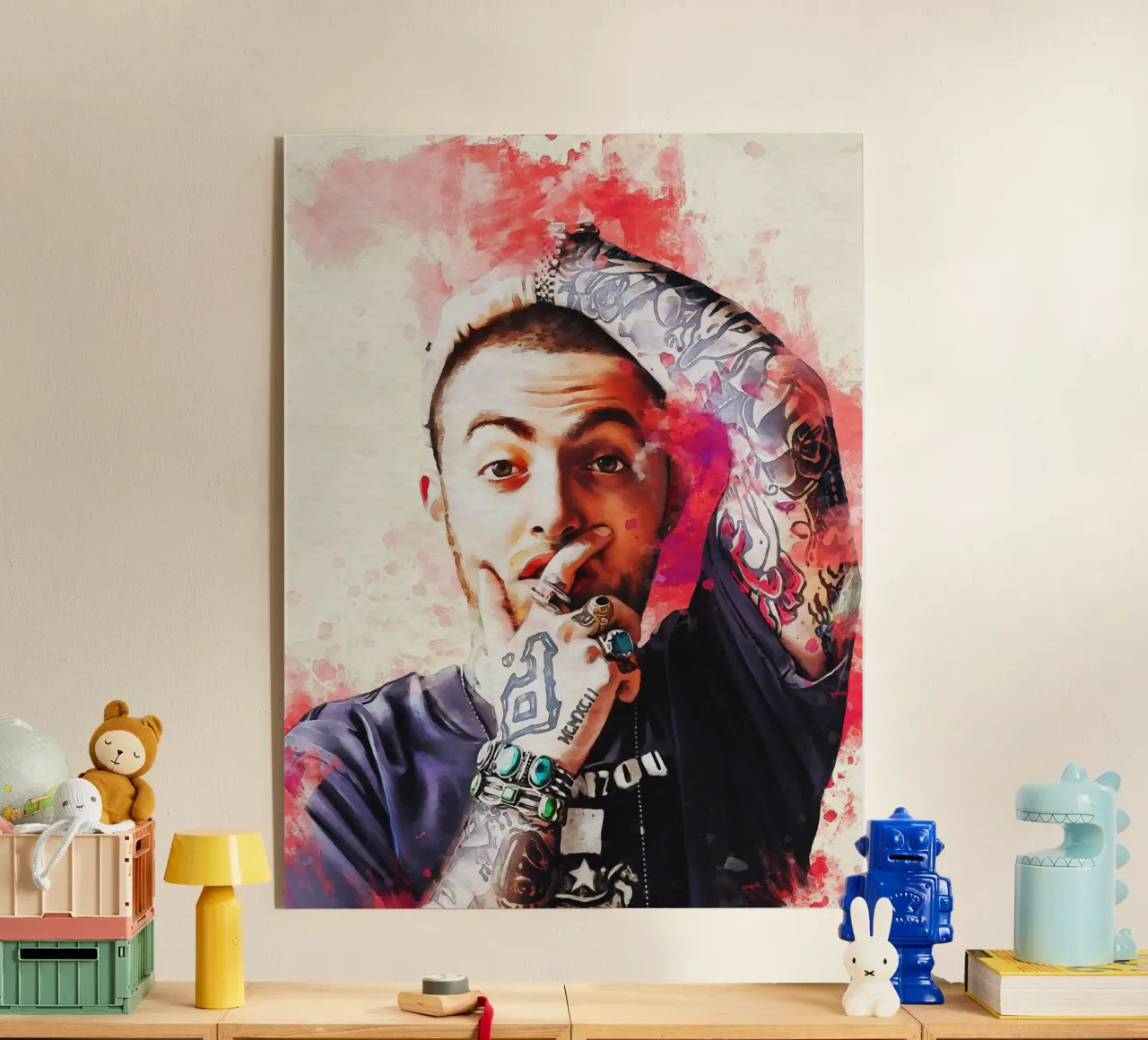 Mancha de retrato Mac Miller metacrilato de Gunawan Rb