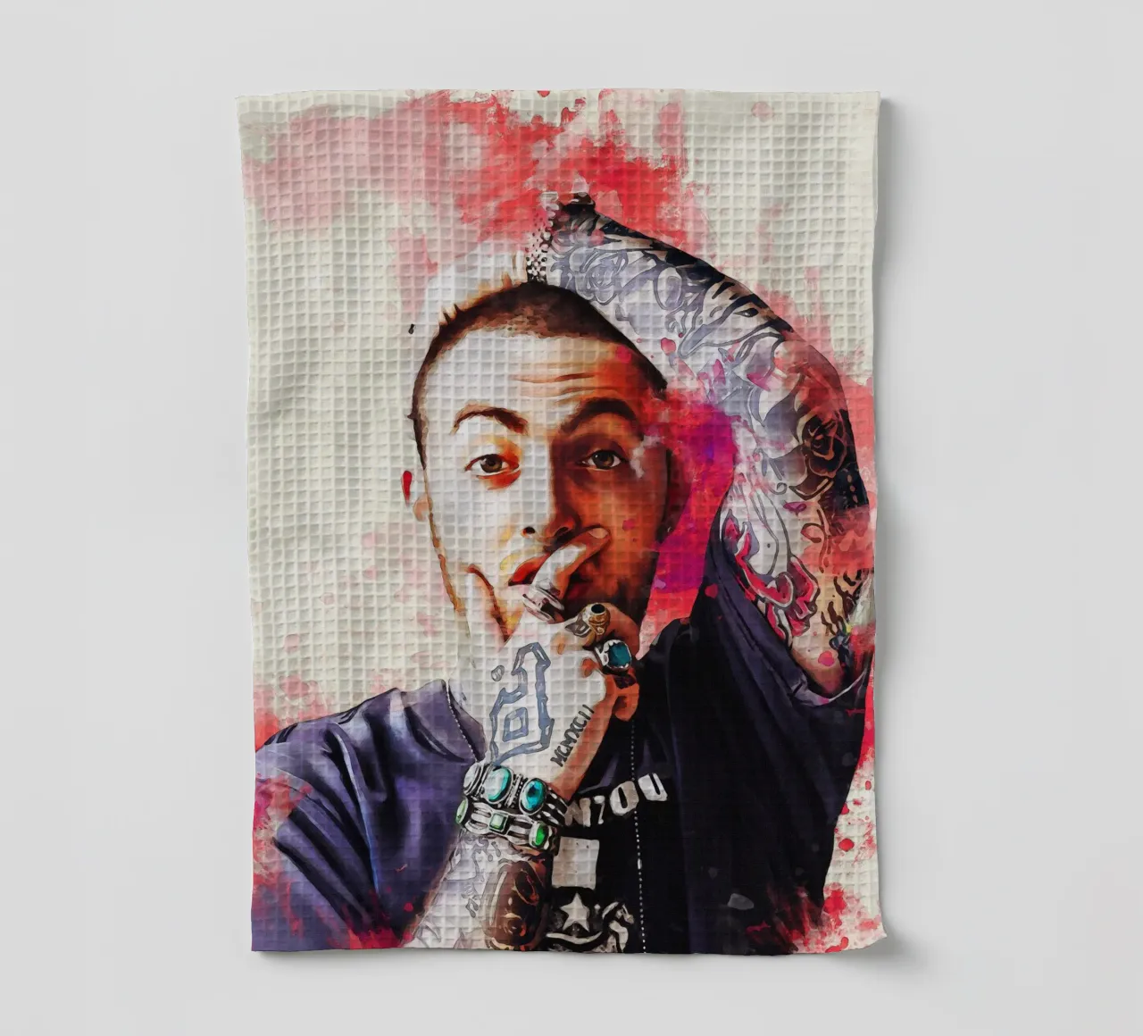 Macchia di ritratto Mac Miller canovaccio da cucina da Gunawan Rb