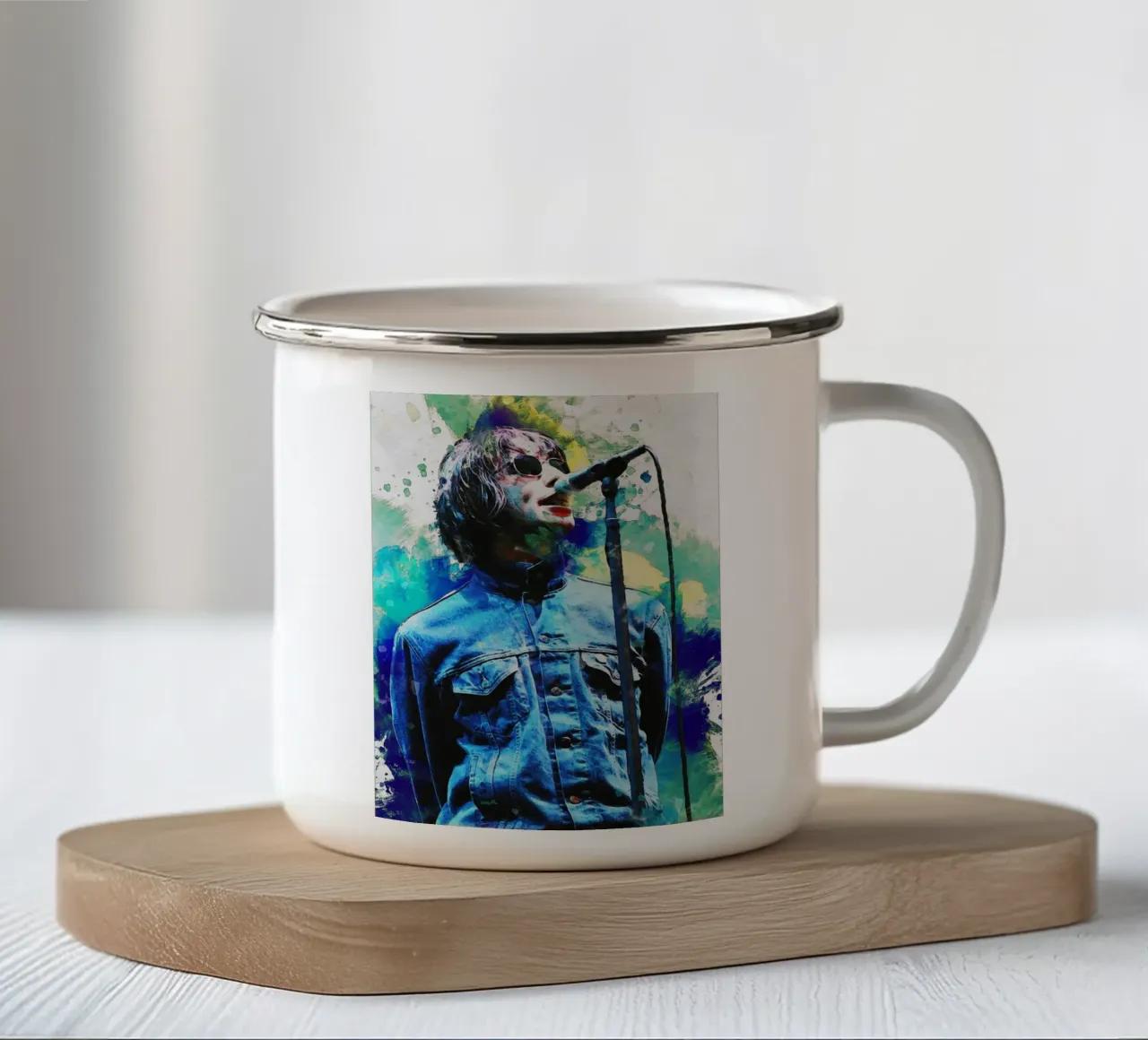 Ritratto di Smudge Liam Gallagher tazza in smalto da Gunawan Rb