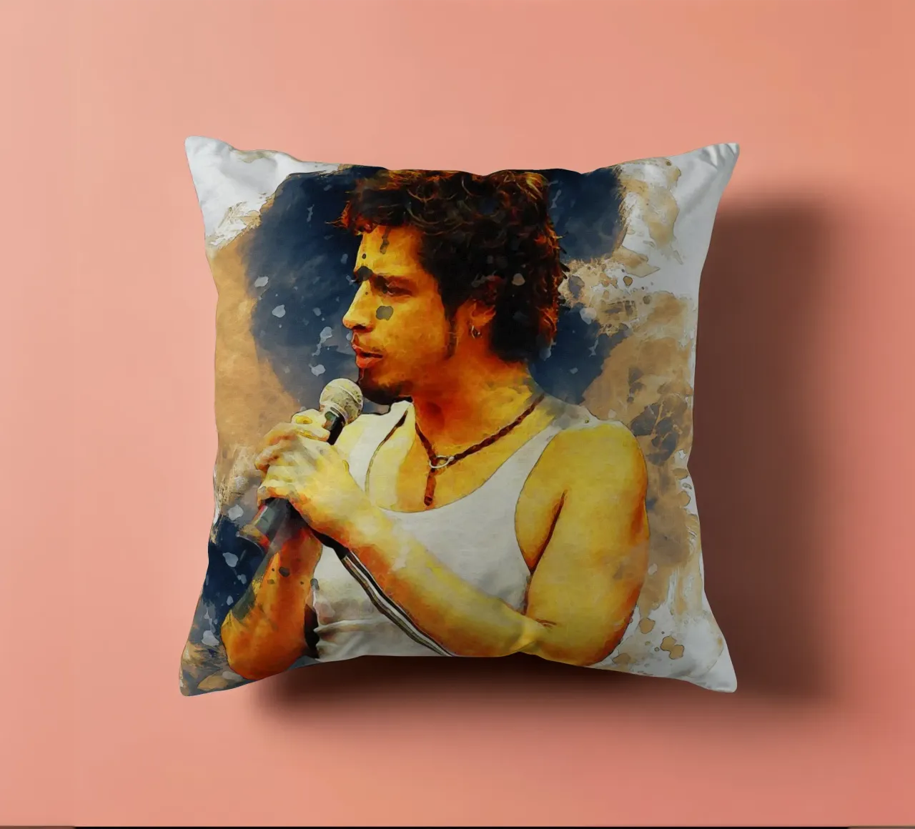 Smudge of Portrait Chris Cornell decorative cushion by Gunawan Rb