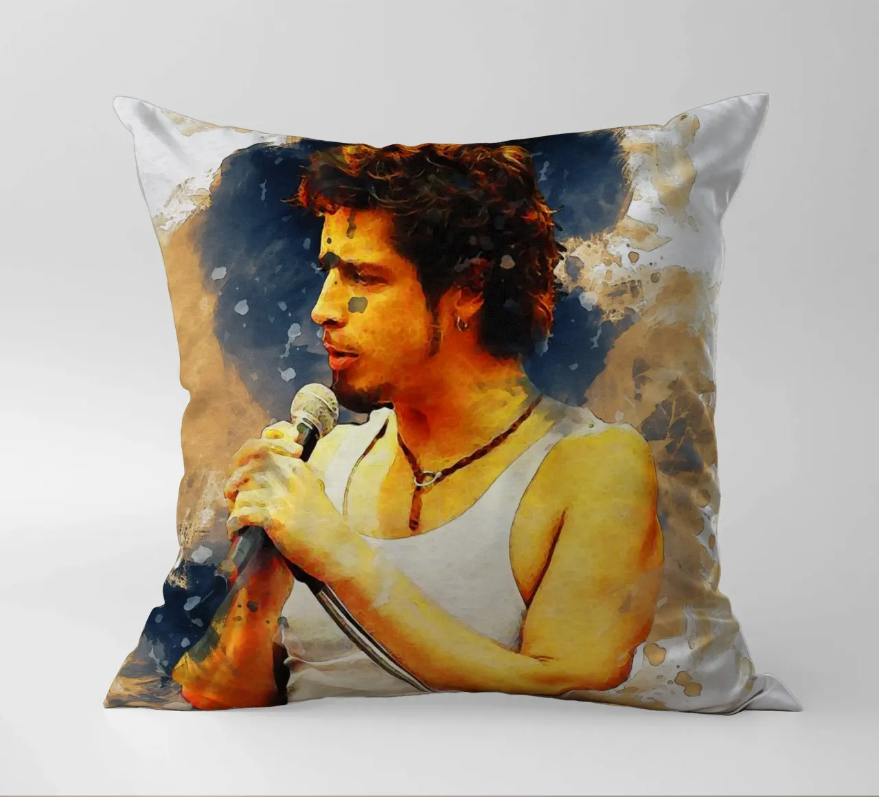 Smudge of Portrait Chris Cornell decorative cushion by Gunawan Rb