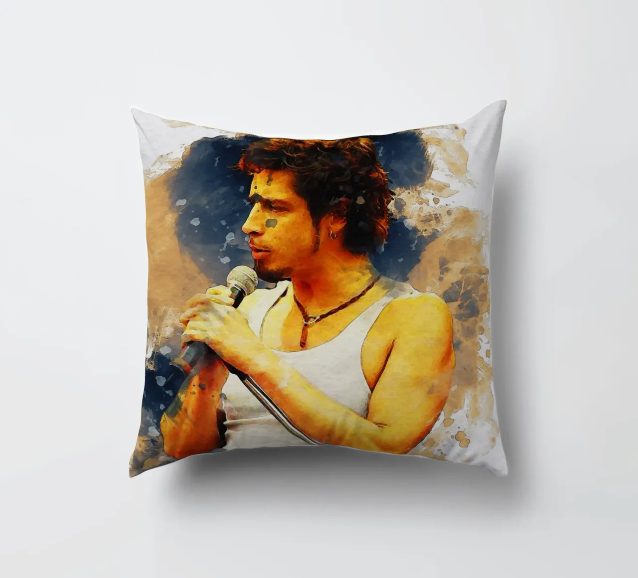 Smudge of Portrait Chris Cornell decorative cushion by Gunawan Rb