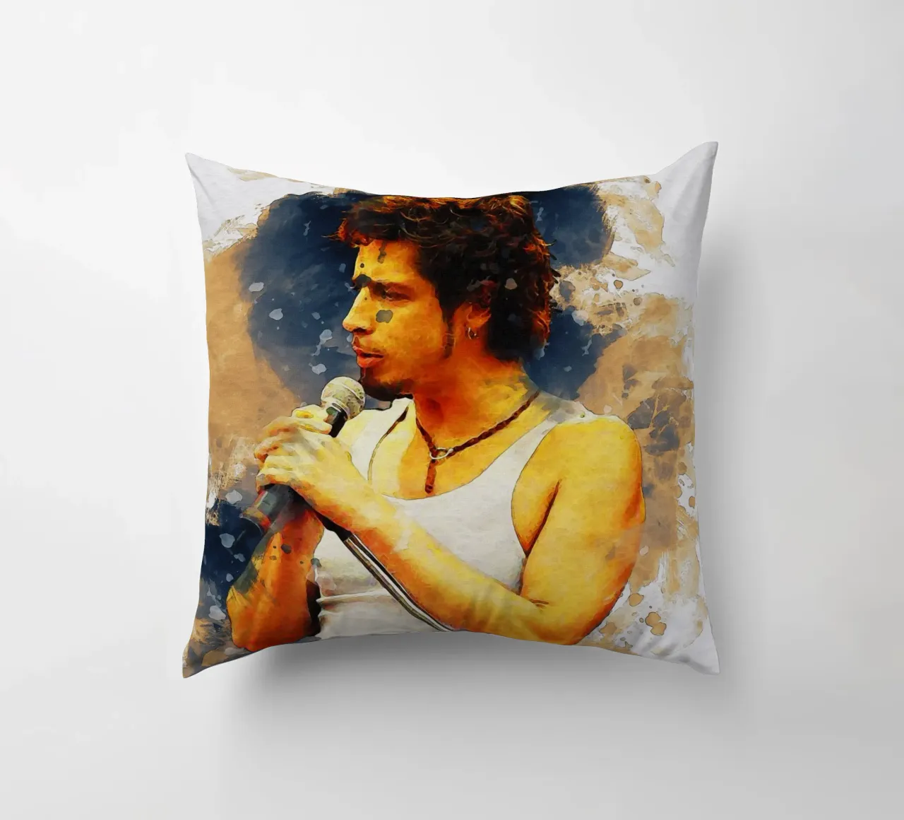Smudge of Portrait Chris Cornell decorative cushion by Gunawan Rb