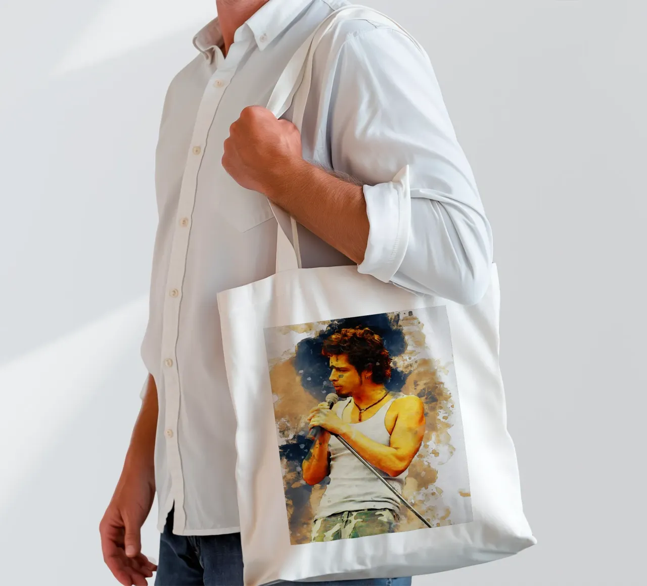 Smudge of Portrait Chris Cornell Jutebeutel von Gunawan Rb