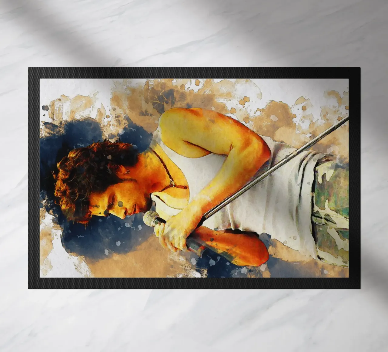 Smudge of Portrait Chris Cornell doormat by Gunawan Rb