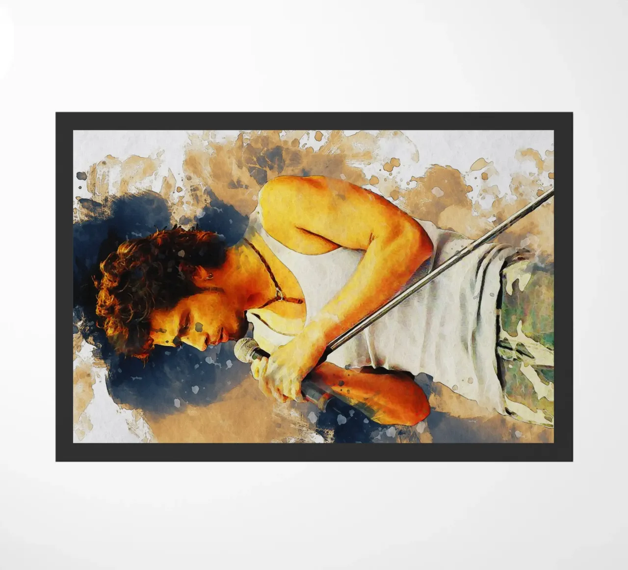 Smudge of Portrait Chris Cornell doormat by Gunawan Rb