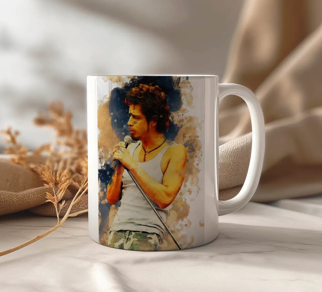 Macchia di ritratto Chris Cornell tazza in ceramica da Gunawan Rb
