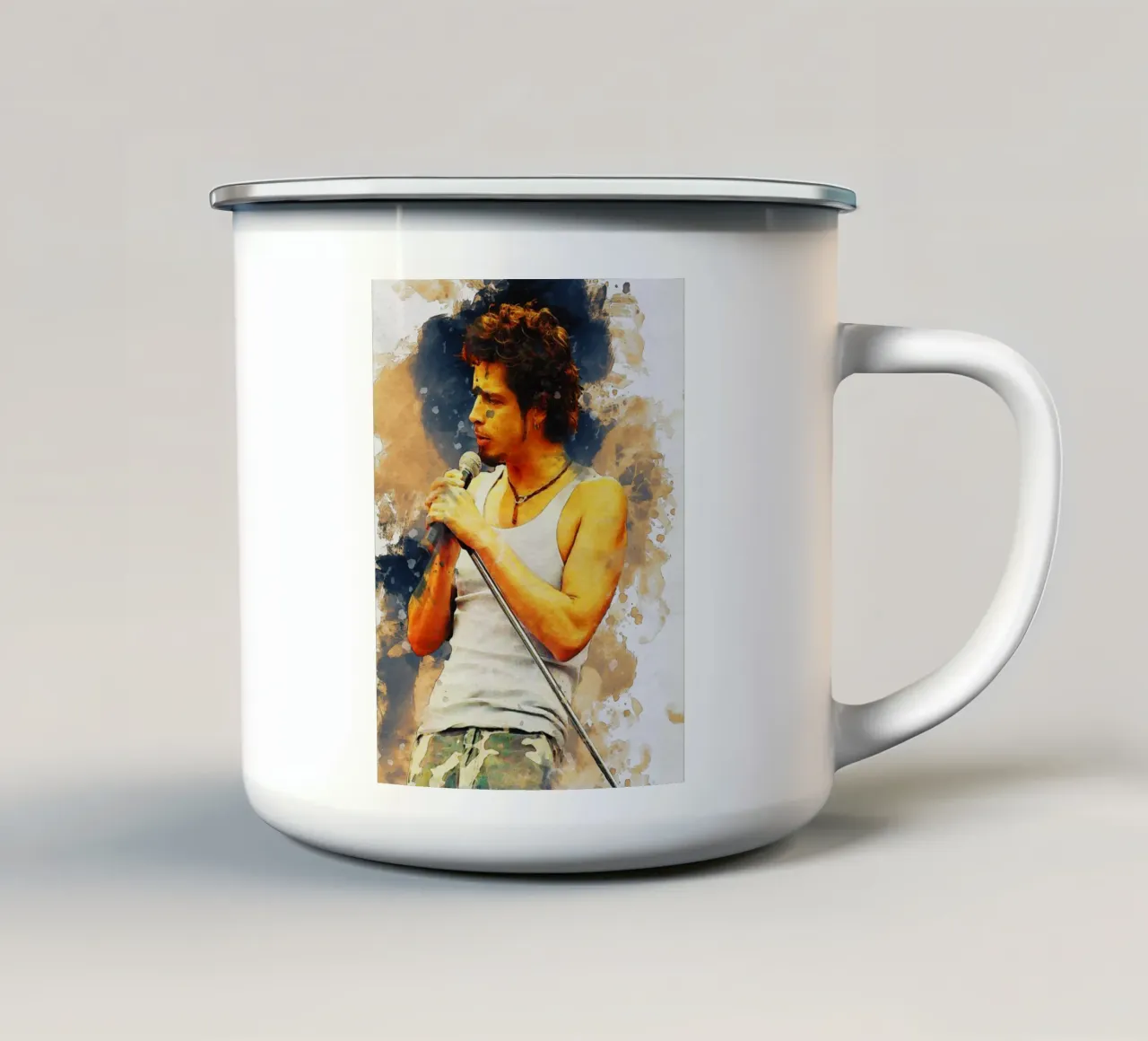 Macchia di ritratto Chris Cornell tazza in smalto da Gunawan Rb