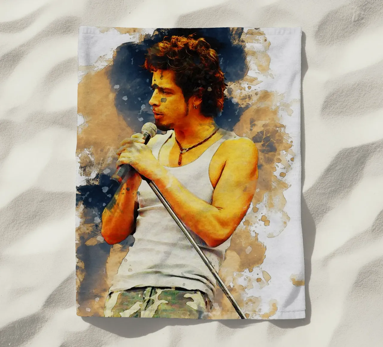 Smudge of Portrait Chris Cornell Strandtuch von Gunawan Rb