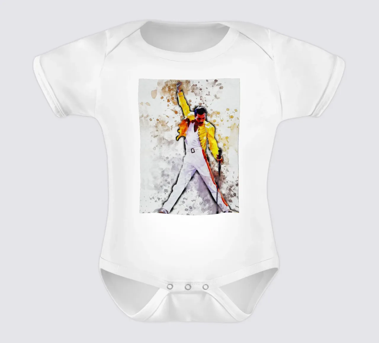 Smudge of Portrait Freddie Mercury Yellow Jacket short-sleeve baby romper by Gunawan Rb