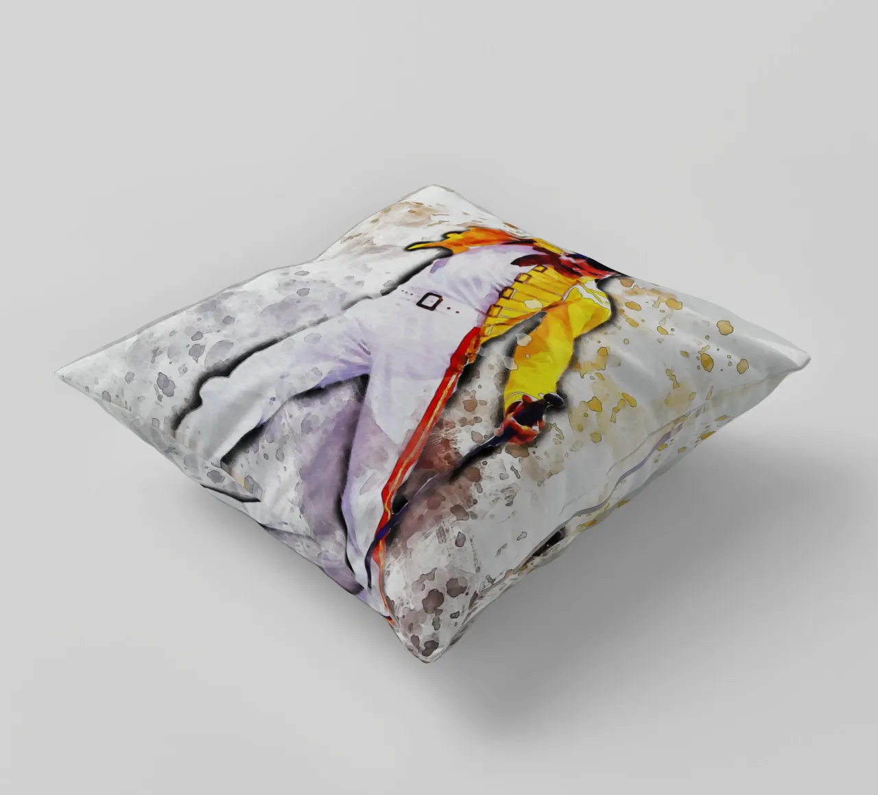Smudge of Portrait Freddie Mercury Yellow Jacket decorative cushion by Gunawan Rb