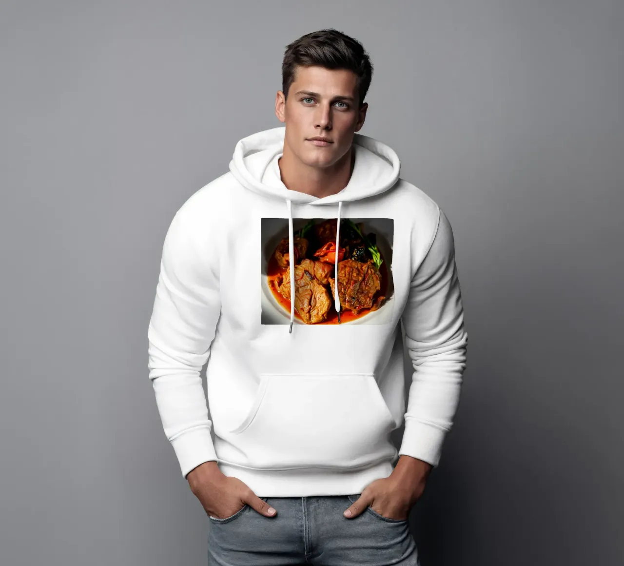 Sabroso estofado de ternera a fuego lento con hierbas y verduras sudadera con capucha de DesignDoodle