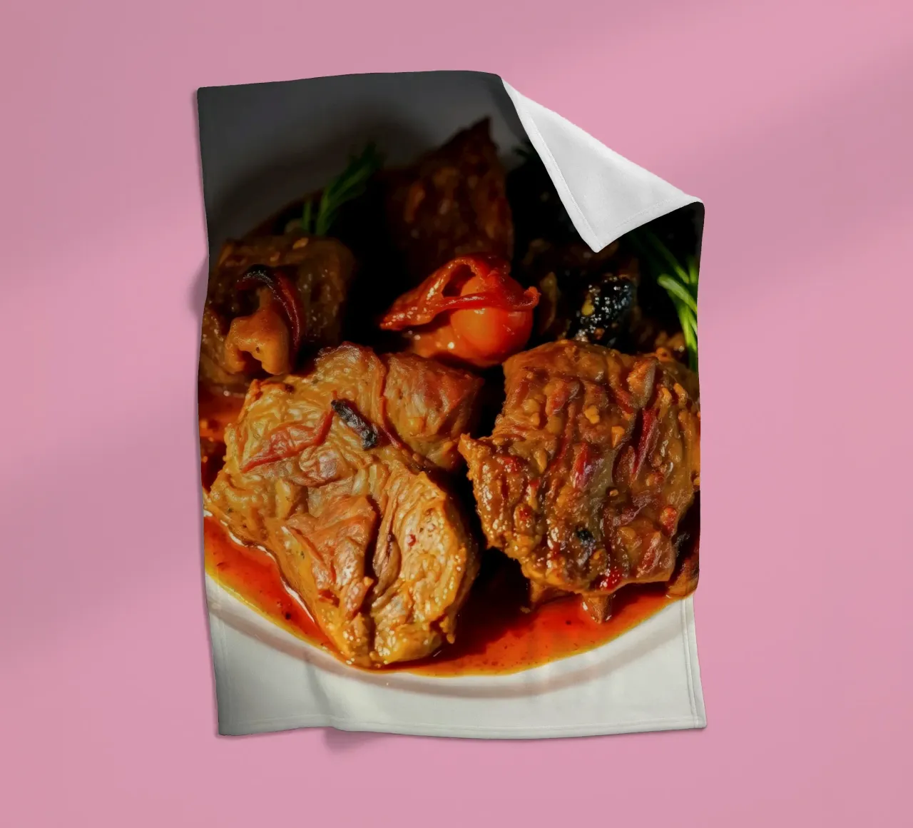 Savory slow-cooked beef stew with herbs and vegetables fleece blanket by DesignDoodle