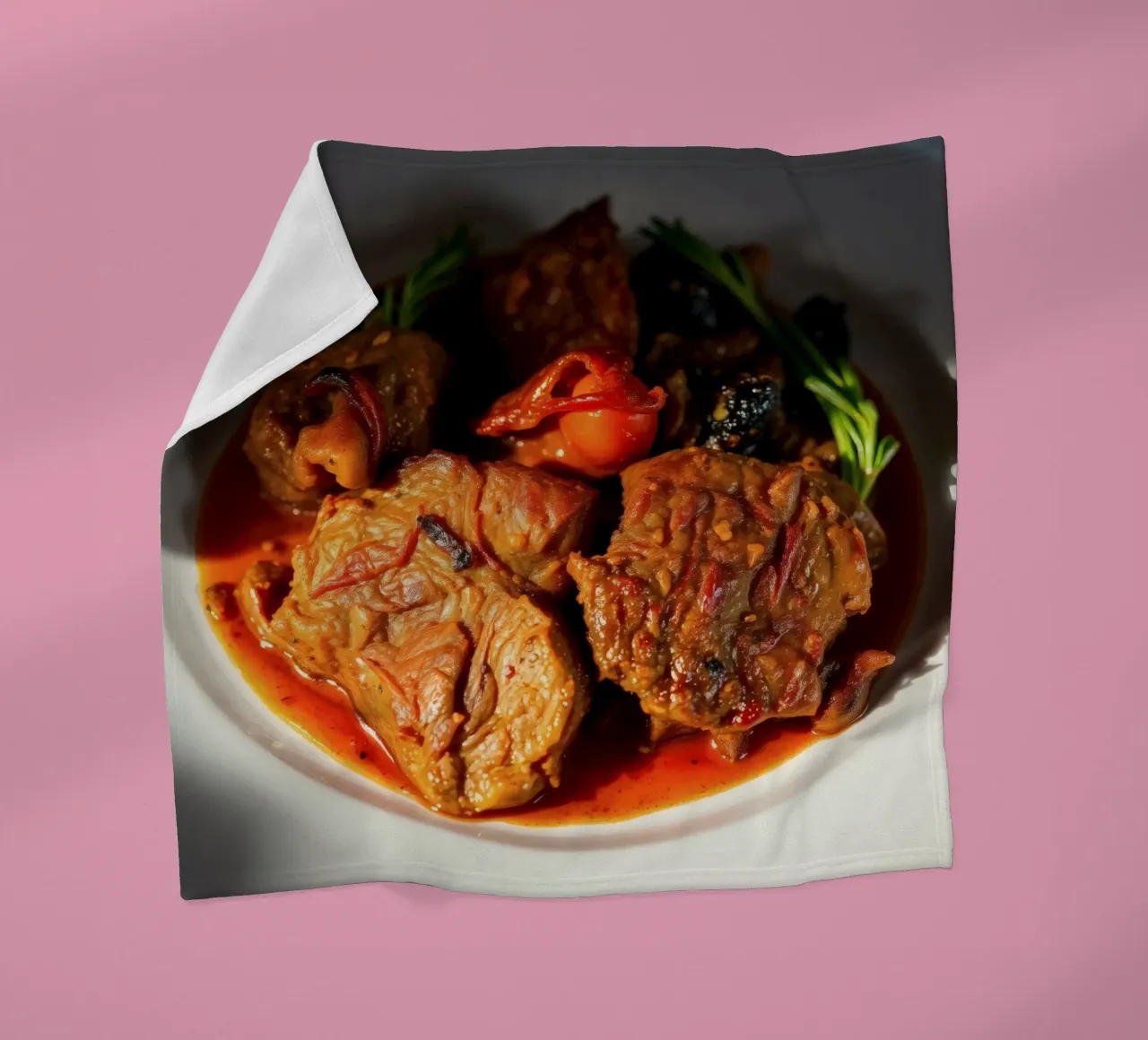 Savory slow-cooked beef stew with herbs and vegetables fleece blanket by DesignDoodle