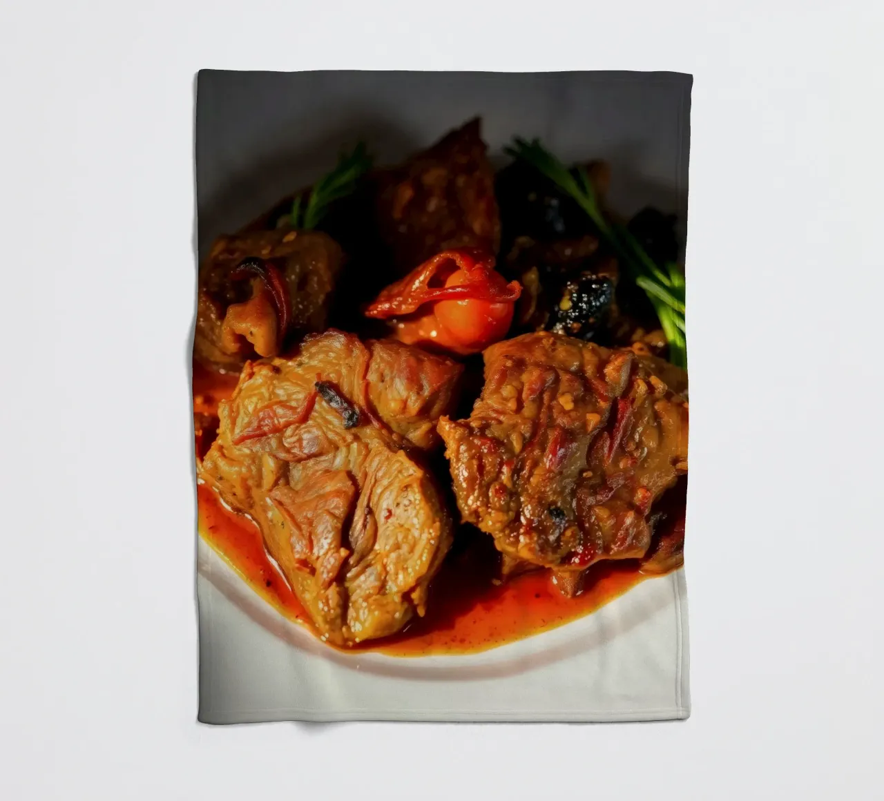 Savory slow-cooked beef stew with herbs and vegetables fleece blanket by DesignDoodle