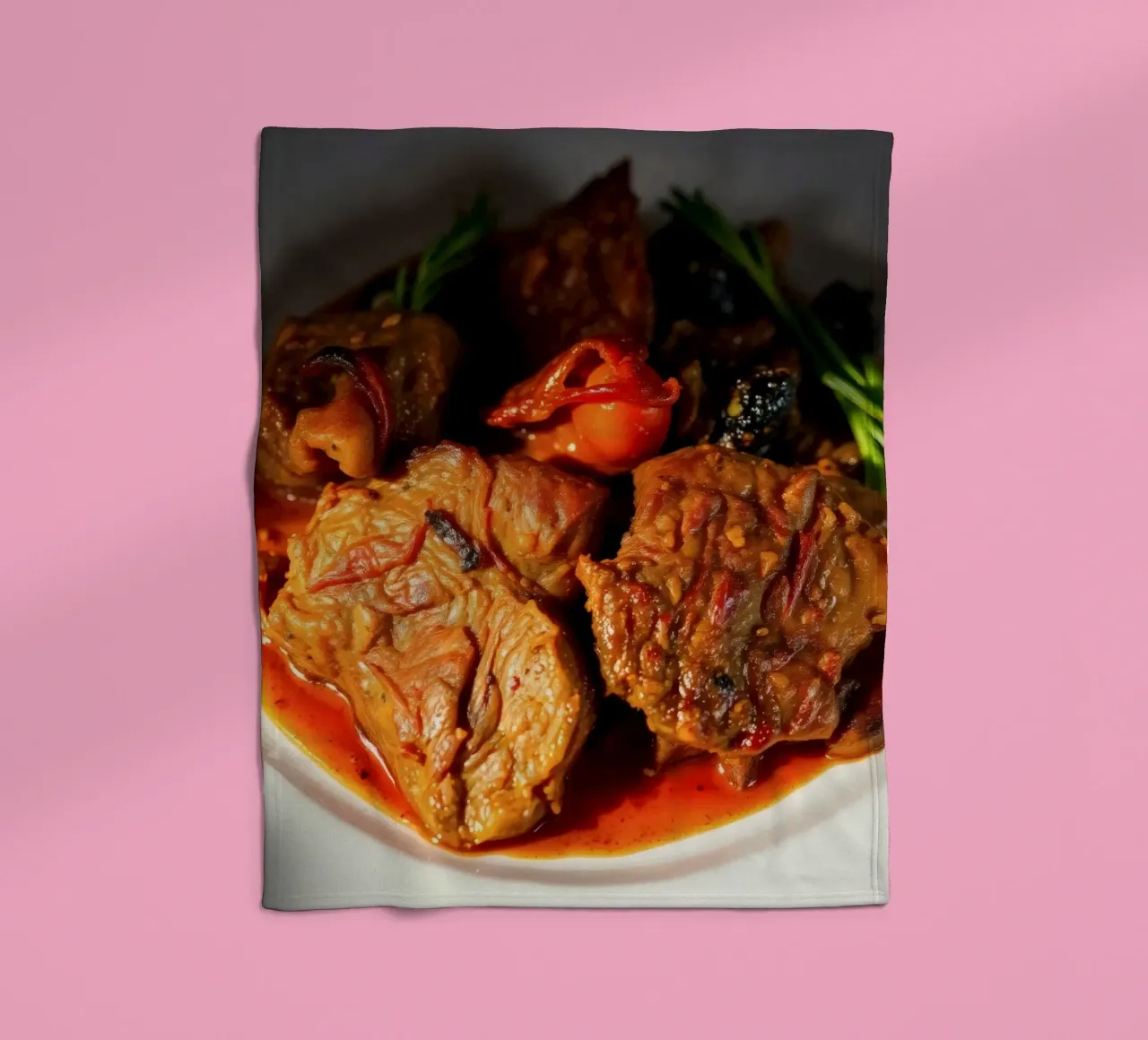Savory slow-cooked beef stew with herbs and vegetables fleece blanket by DesignDoodle