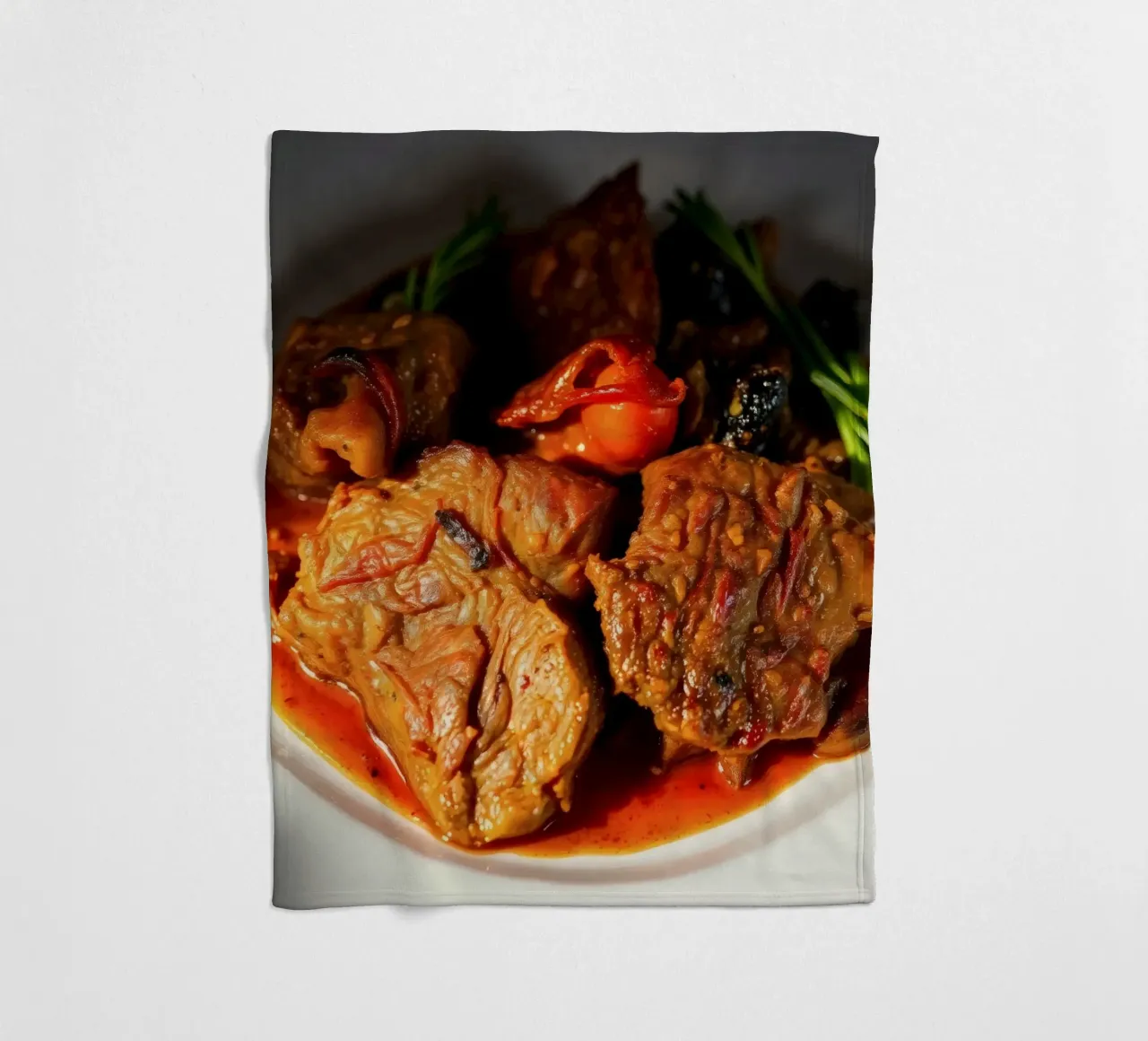 Savory slow-cooked beef stew with herbs and vegetables fleece blanket by DesignDoodle