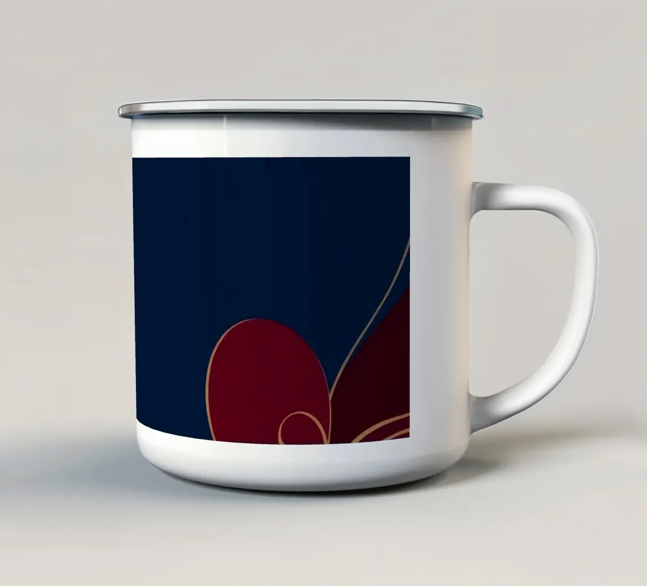 Elegant floral design featuring intricate patterns deep blue enamel mug by DesignDoodle