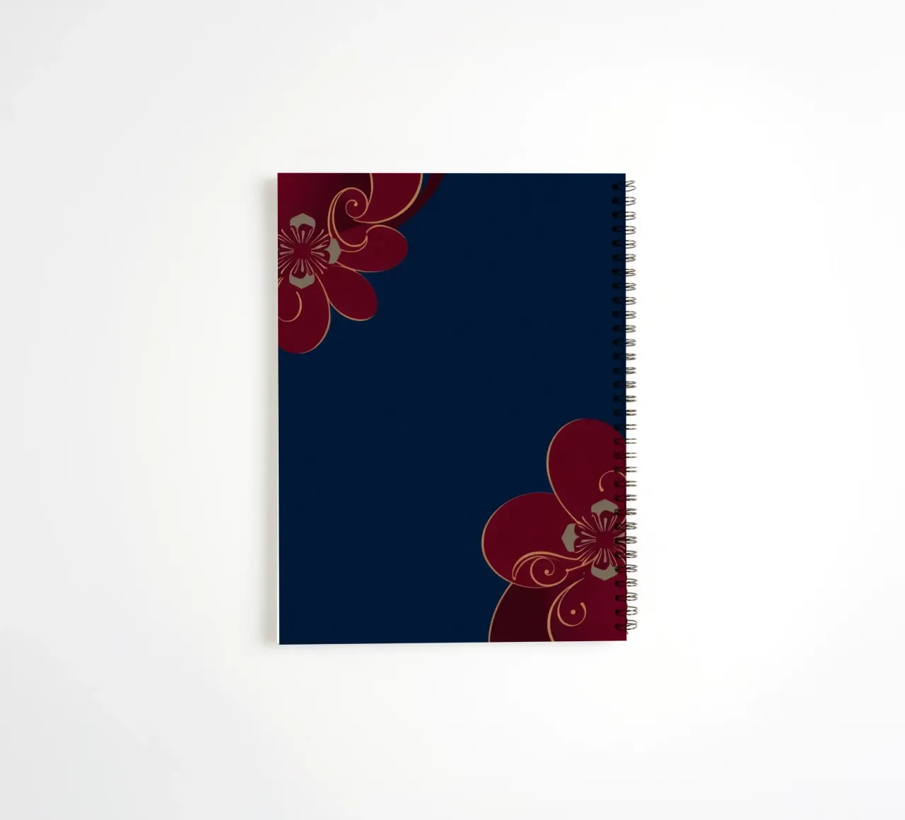 Elegant floral design featuring intricate patterns deep blue spiral notebook by DesignDoodle