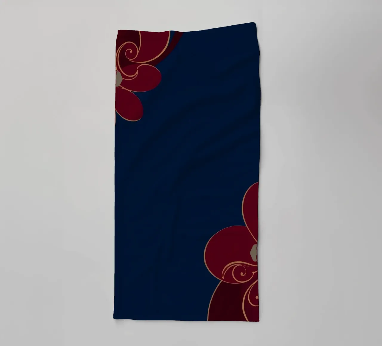 Elegant floral design featuring intricate patterns deep blue towel by DesignDoodle