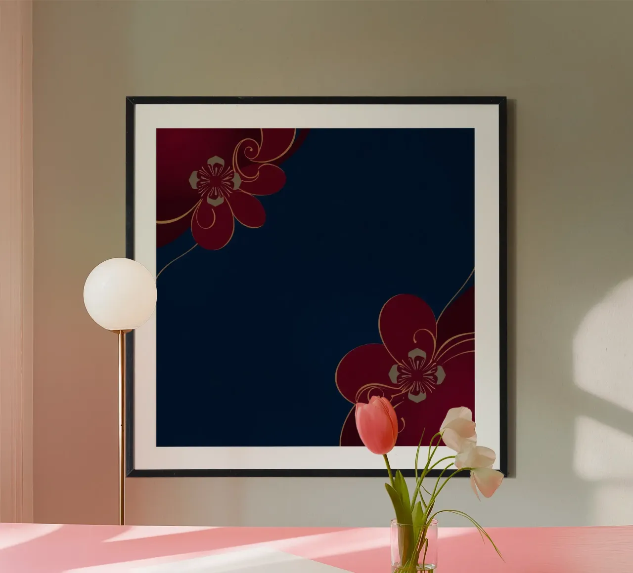 Elegant floral design featuring intricate patterns deep blue hahnemühle by DesignDoodle