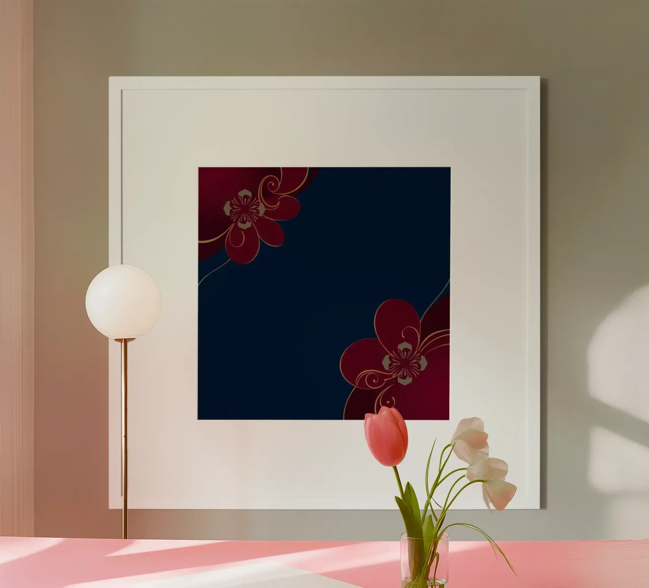 Elegant floral design featuring intricate patterns deep blue hahnemühle by DesignDoodle