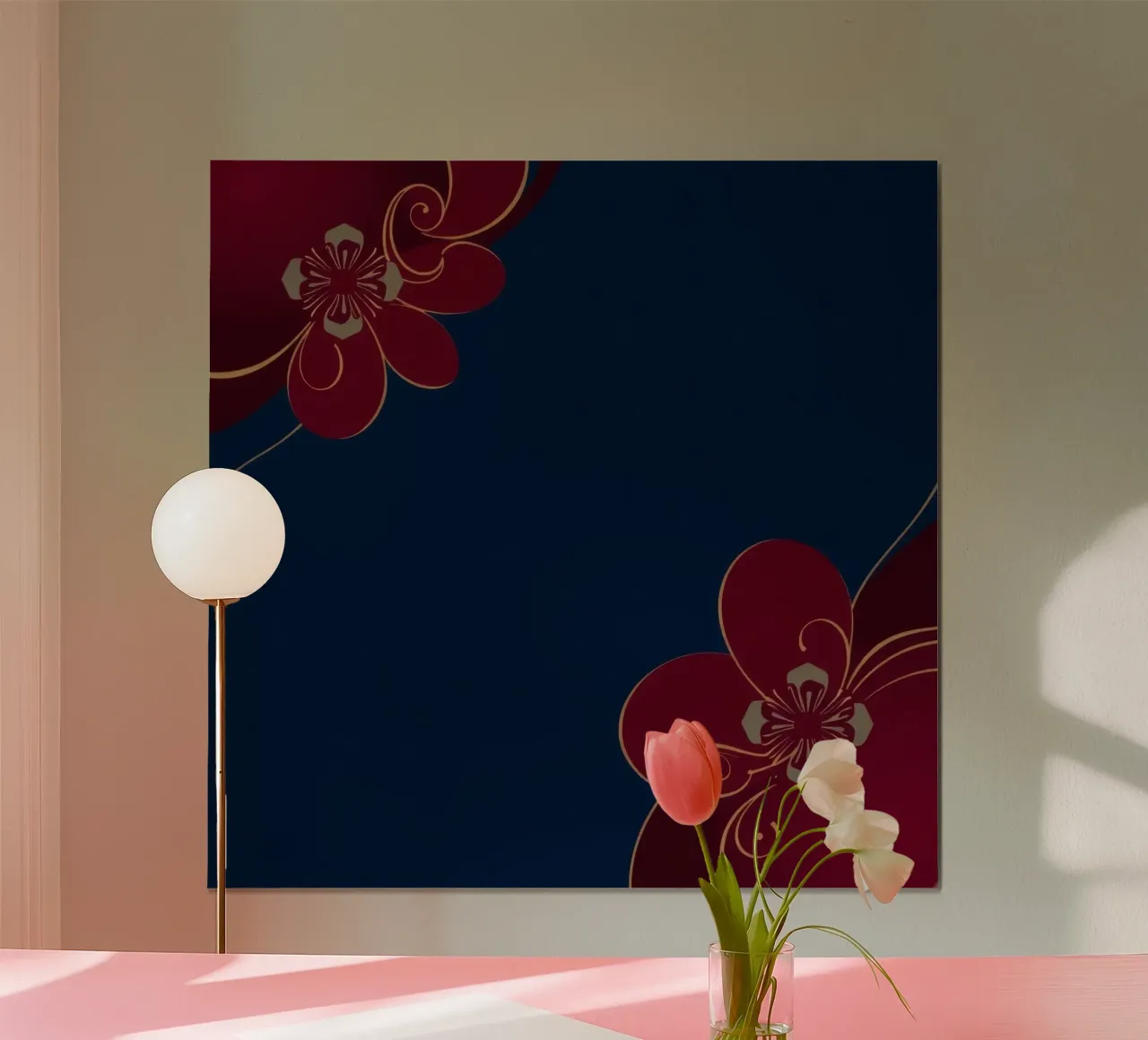 Elegant floral design featuring intricate patterns deep blue hahnemühle by DesignDoodle