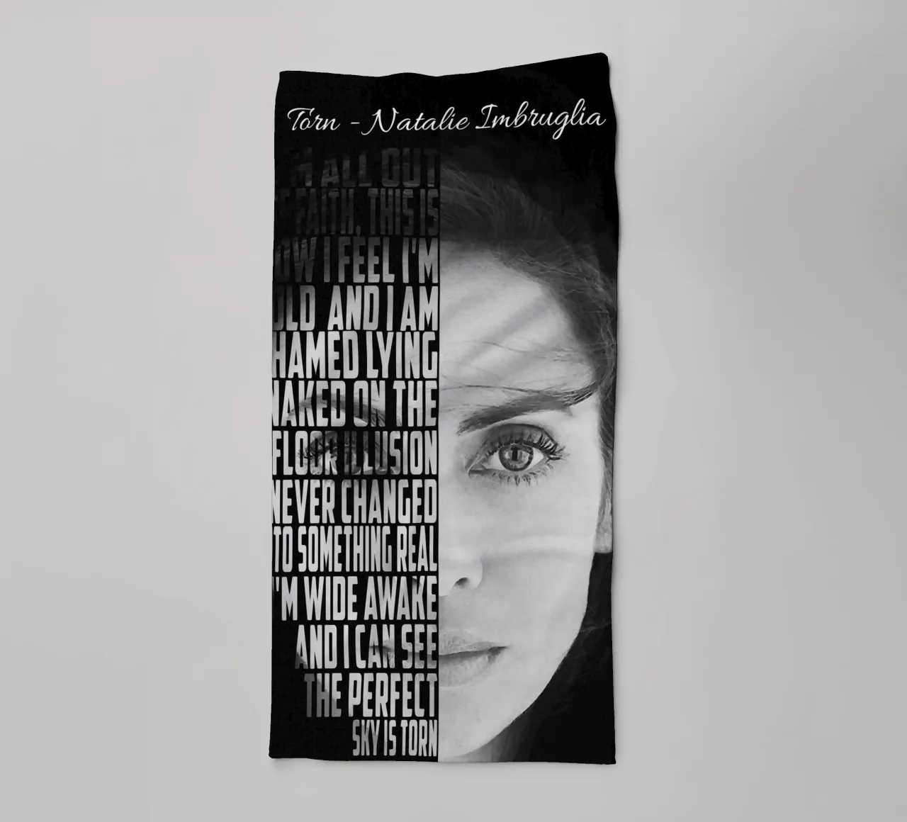 Torn Text art towel by Gunawan Rb