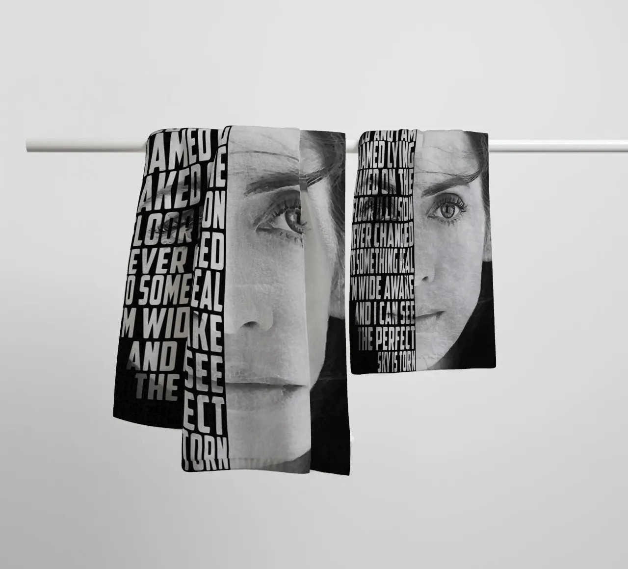 Torn Text art towel by Gunawan Rb