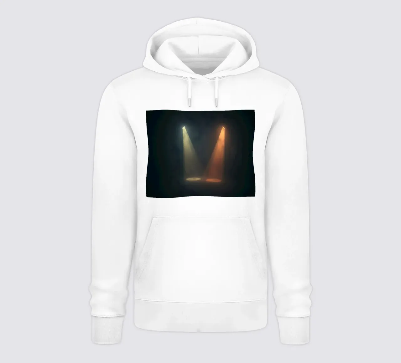 Due fasci di luce contrastanti illuminano un palcoscenico nebbioso felpa con cappuccio da DesignDoodle